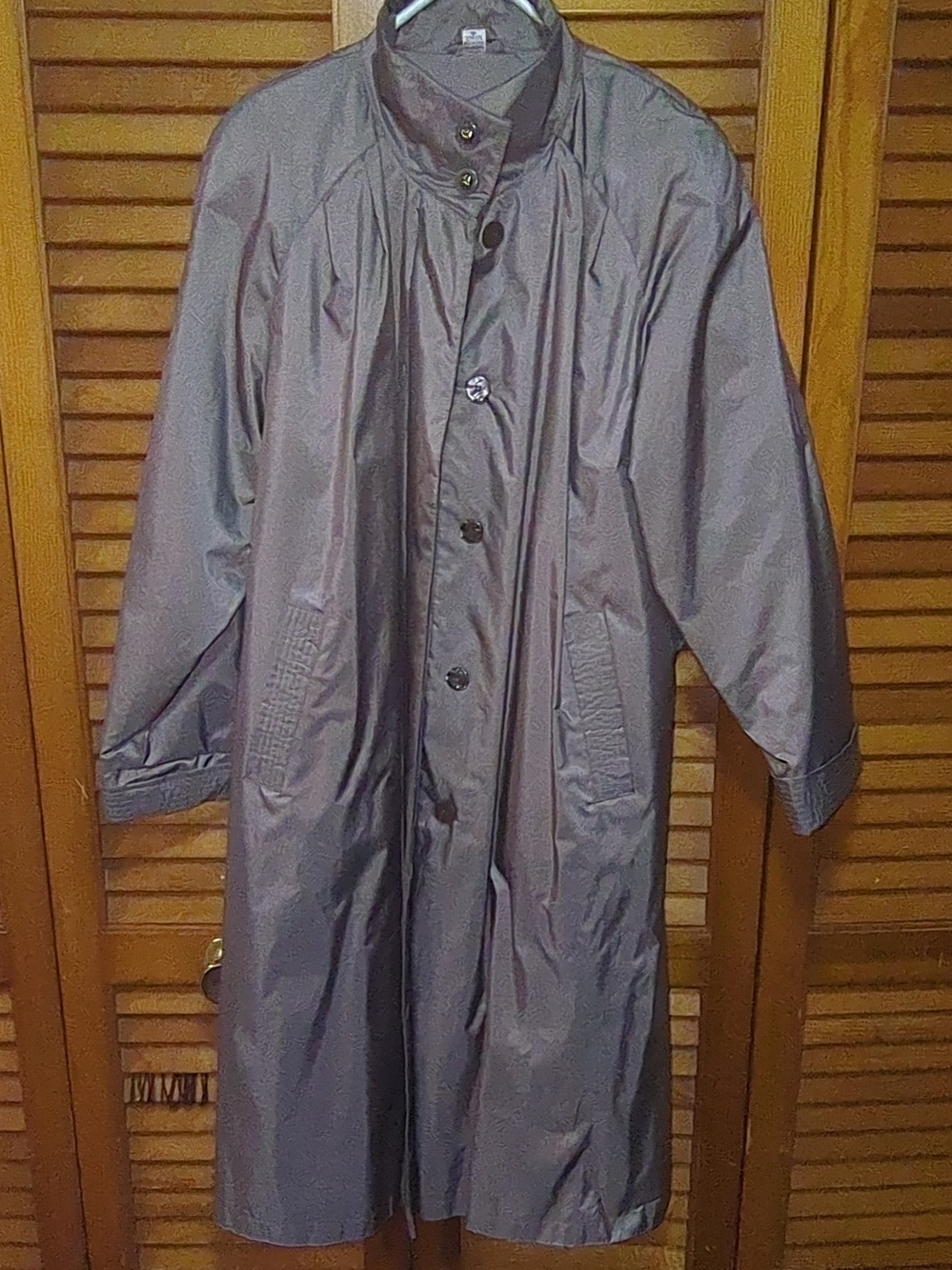 Woman's Worthington Essentials Taupe Long Raincoat Petite Size 12P